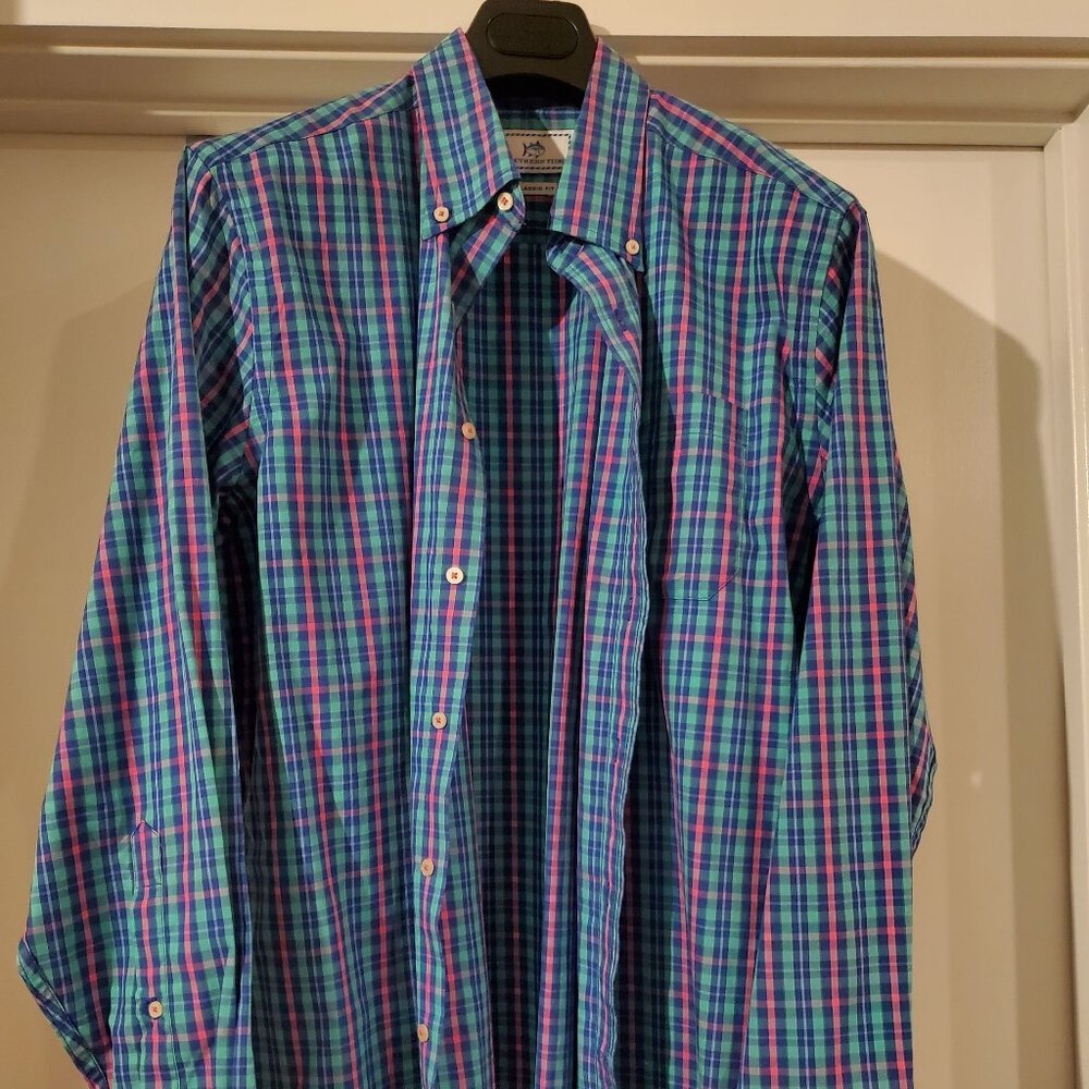 Southern Tide Check Pattern Button Down Shirt Sz.… - image 1